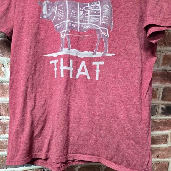I'D SMOKE THAT Meme T-Shirt Large Heather Red Funny BBQ Graphic Crew Neck - Picture 3 of 6